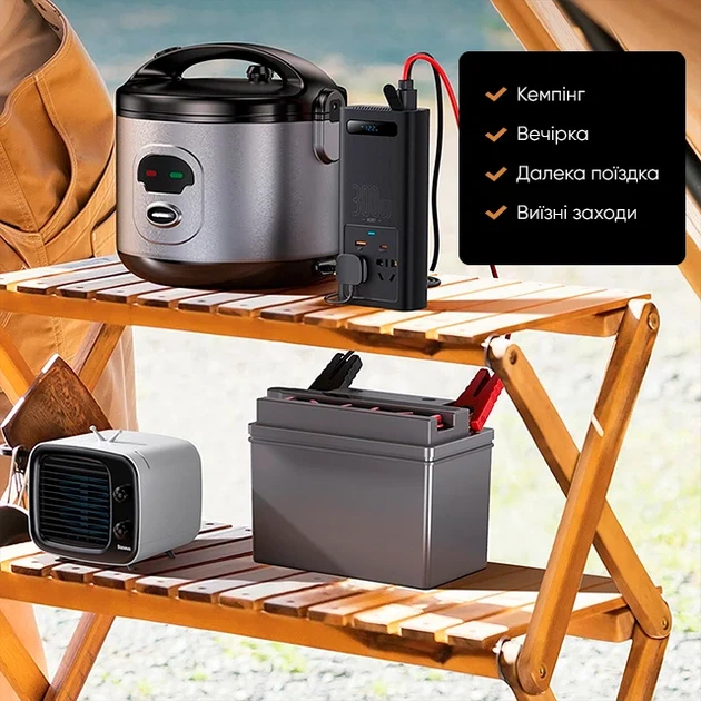 Автомобільний інвертор Baseus IGBT Power Inverter 300W 110V USB-C чорний - зображення 13