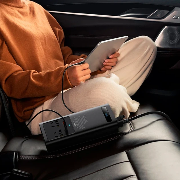 Автомобільний інвертор Baseus IGBT Power Inverter 300W 110V USB-C чорний - зображення 14