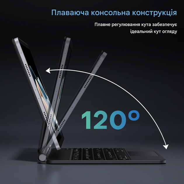 Чохол-клавіатура OMOTON Bluetooth з магнітним корпусом для iPad Pro 11 дюймів (M5/M4 2025/2024) - зображення 3