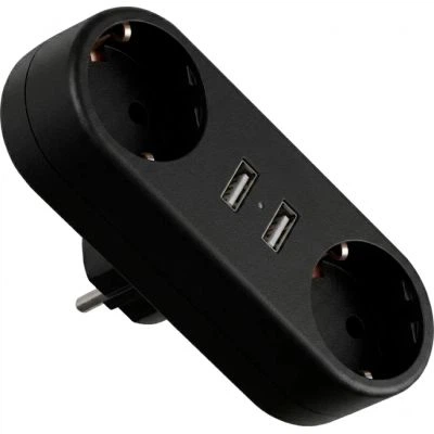 Мережевий розгалужувач EUROELECTRIC X2 16A 2xUSB Black з заземленням (EE-2/2USB-16A(black)) - Фото 1 Мережевий розгалужувач EUROELECTRIC X2 16A 2xUSB Black з заземленням (EE-2/2USB-16A(black)) - зображення 1
