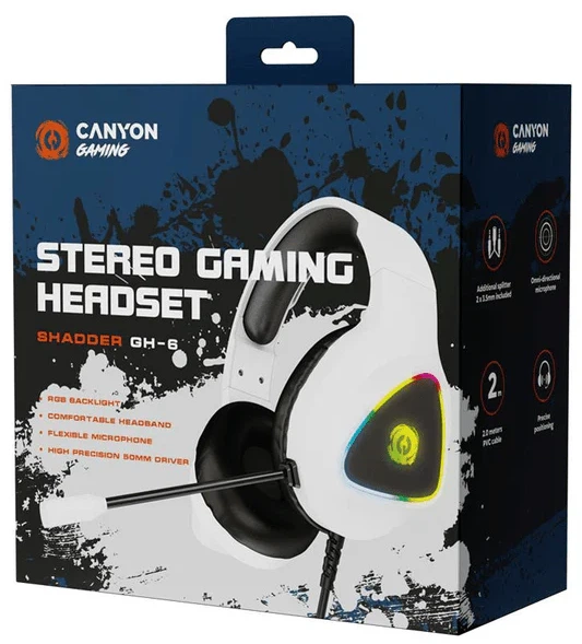 Наушники Canyon Shadder GH-6 Gaming 3.5 мм RGB White (CND-SGHS6W) - изображение 5