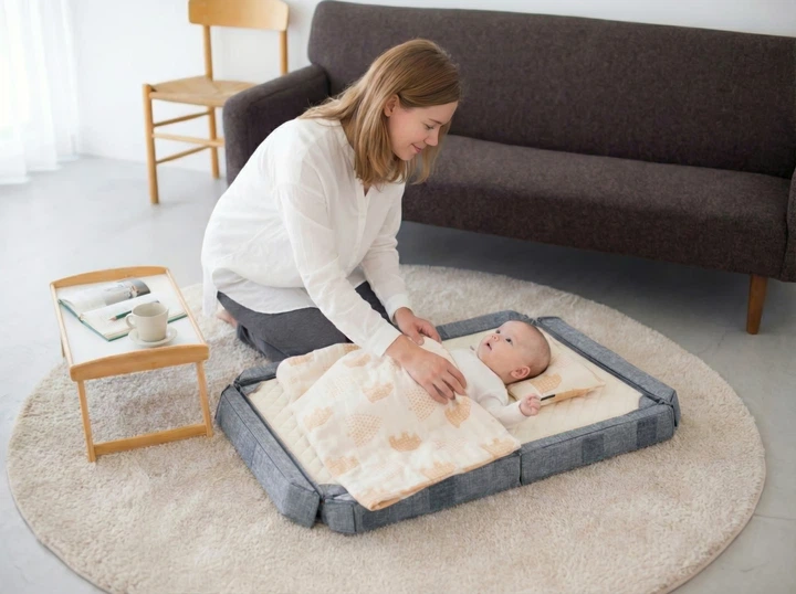 Дитяче ліжечко портативне Farska Compact Bed Free сіре - изображение 4