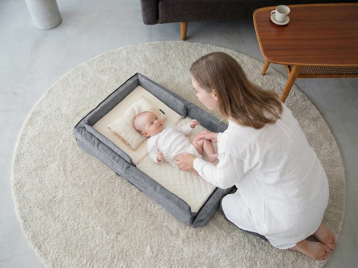 Дитяче ліжечко портативне Farska Compact Bed Free сіре - изображение 8