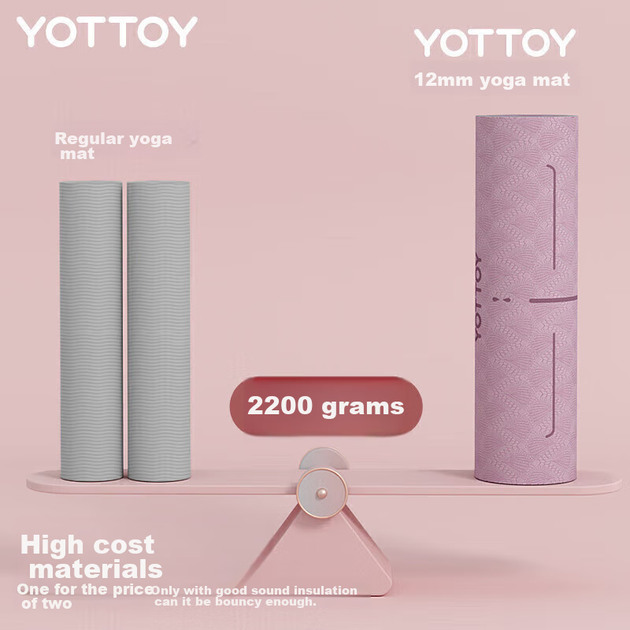 Коврик для йоги Yottoy, утолщенный, расширенный, нескользящий, для фитнеса, танцев и аэробики, звукоизолирующий, амортизирующий - Фото 6 Коврик для йоги Yottoy, утолщенный, расширенный, нескользящий, для фитнеса, танцев и аэробики, звукоизолирующий, амортизирующий - изображение 6