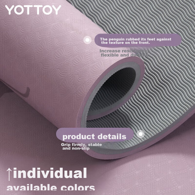 Коврик для йоги Yottoy, утолщенный, расширенный, нескользящий, для фитнеса, танцев и аэробики, звукоизолирующий, амортизирующий - Фото 8 Коврик для йоги Yottoy, утолщенный, расширенный, нескользящий, для фитнеса, танцев и аэробики, звукоизолирующий, амортизирующий - изображение 8