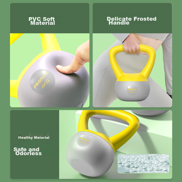 Гиря PROIRON Puli'ai Soft Kettlebell, мужская и женская фитнес-гиря с мягким основанием, ударопрочная, 6 кг. - изображение 9
