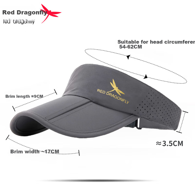 Женская солнцезащитная шляпа RED DRAGONFLY, летняя кепка-козырек для бега на открытом воздухе, походов и рыбалки, кепка от солнца. - изображение 5