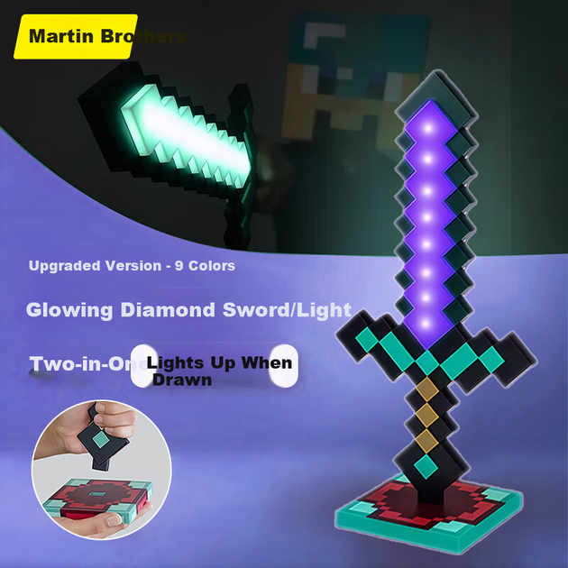 Игрушечный меч Martin Brothers Minecraft Pixel MC «Семицветный алмазный меч», светящийся меч, игрушка для снятия стресса, подарок на день рождения для мальчиков и девочек. - изображение 4