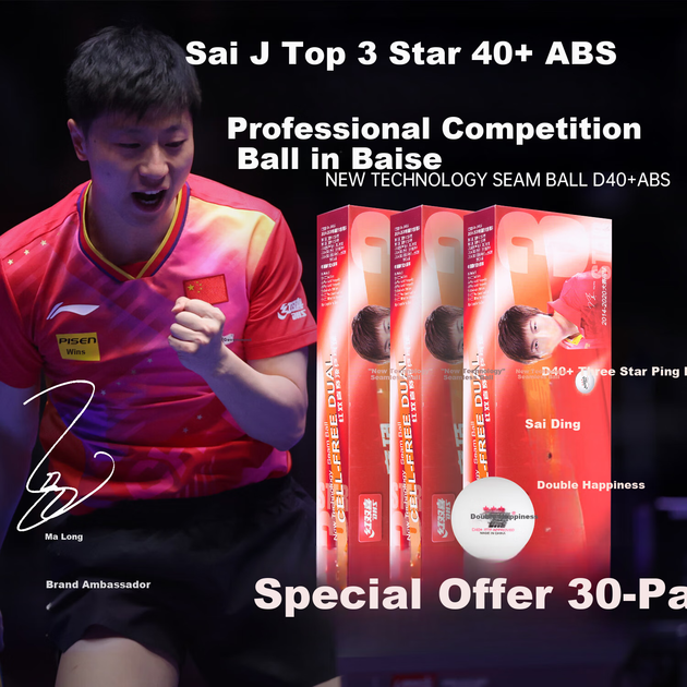 Мячи для настольного тенниса DHS Three-Star Saitop ABS, новый материал 40+, соревновательные, белые, упаковка 30 шт - изображение 4