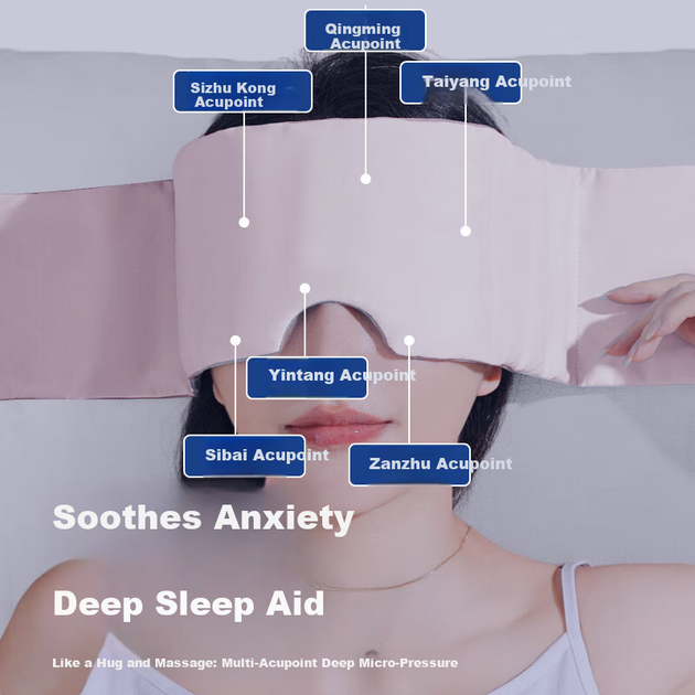 Маска для сна BDAC Gravity Sleep Eye Mask, блокирующая свет, для улучшения сна, подходит для женщин, мужчин и взрослых, изготовлена из ледяного шелка, розовая. - изображение 4
