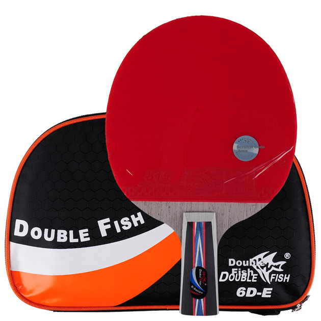 Ракетка для настольного тенниса Double Fish 6-Star 6D-E с короткой ручкой и чехлом. - Фото 4 Ракетка для настольного тенниса Double Fish 6-Star 6D-E с короткой ручкой и чехлом. - изображение 4