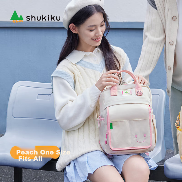 Рюкзак SHUKIKU Small Biscuit для родителей и детей, новый стильный рюкзак для перекусов, легкий дорожный рюкзак, в стиле аниме, персиковый цвет. - изображение 5