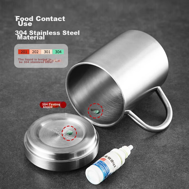 Чашка для води MAXCOOK 304 з нержавіючої сталі з кришкою, двошарова кружка для офісу, заварювання та пиття чаю, домашнє використання, 400 мл - изображение 4
