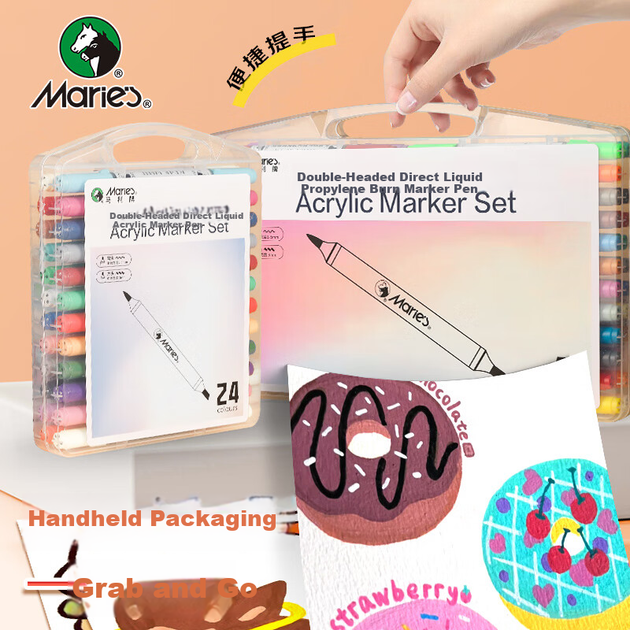 Маркеры Marie's акриловые двусторонние, 24 цвета - изображение 7