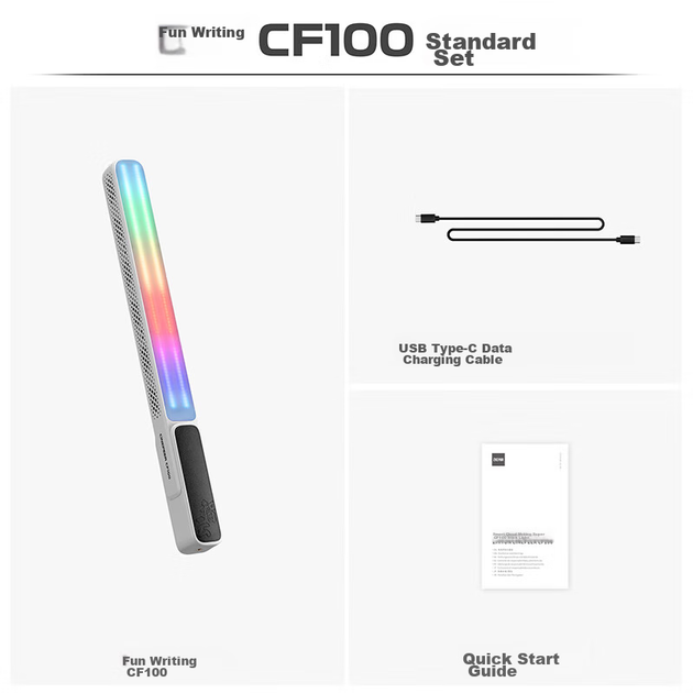 Профессиональный световой стержень Zhiyun CF100,100 Вт,полноцветный RGB,портативный светодиодный заполняющий свет,портретное освещение,освещение для прямых трансляций и фотосъемки,атмосферный ледяной свет CF100,стандартная конфигурация. - изображение 4
