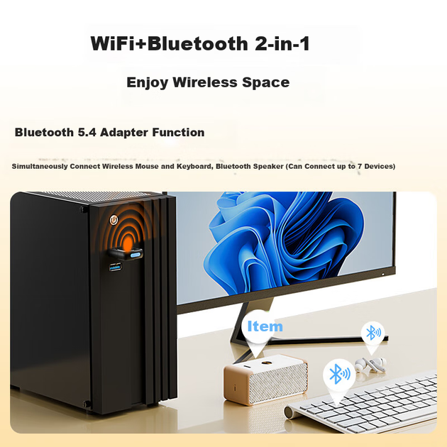 Адаптер ULT-Unite USB з Bluetooth 5.4 та WiFi 6 з двома антенами для настільного комп'ютера, навушників та колонок - зображення 5
