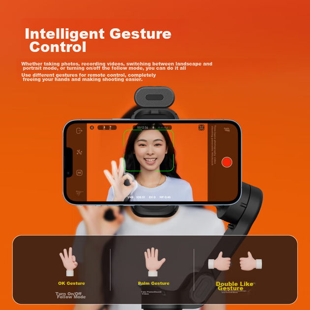 Aochuan Smart XE AI стабилизатор для смартфона с функцией отслеживания лица, селфи-палка, многофункциональный ручной стабилизатор для стабилизации изображения, подходит для прямых трансляций, съемки с сопровождением и путешествий. - изображение 7