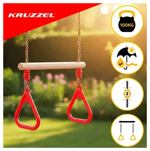 Качели трапеция до 100 кг для детей гимнастическая перекладина 2 в 1 Kruzzel LS-2934 - изображение 10