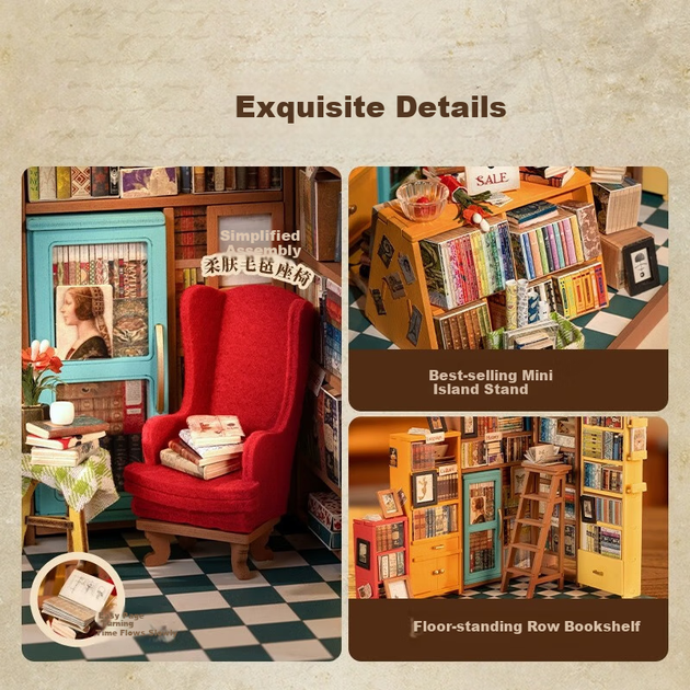Конструктор Rolife DIY ляльковий будиночок «Книжковий магазин» збірний - зображення 4