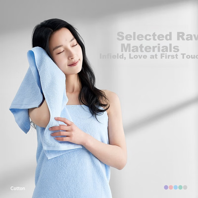 Полотенце банное UCHINO Soft Cloud из хлопка с мешком для стирки, сине-зеленое - изображение 7