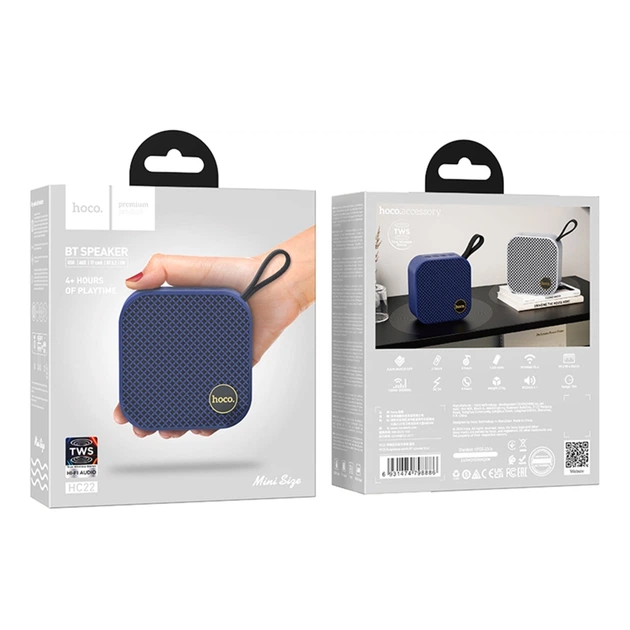 Портативная колонка Hoco HC22 Auspicious Sports TWS Speaker BT5.2 с разъемом Type-C/USB-A/AUX 3.5мм Blue - изображение 2