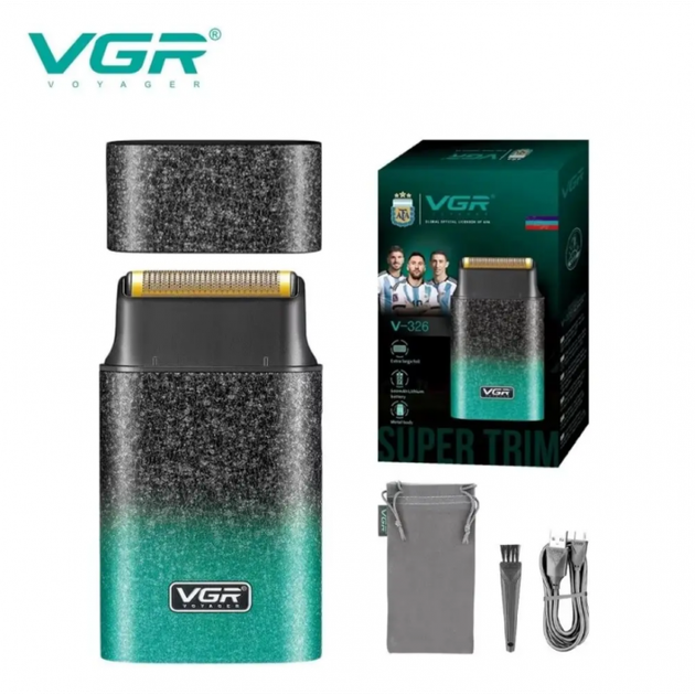 Электробритва шейвер VGR V-326, 4500RPM, LED-дисплей, влагозащита Зелёный - изображение 7