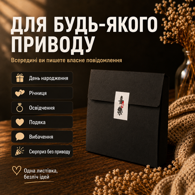 Открытка сгорающая 10,5*10,5 см черный, поздравление с днем рождения - Фото 2 Открытка сгорающая 10,5*10,5 см черный, поздравление с днем рождения - изображение 2