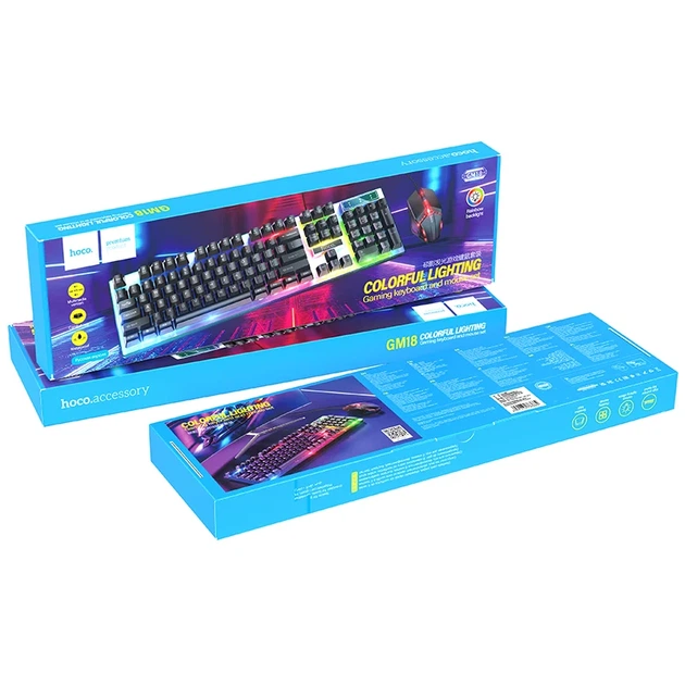 Ігровий комплект клавіатура та миша HOCO GM18 RGB 440х180х36 мм ABS Чорний - зображення 11