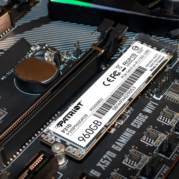 Накопитель SSD M.2 Patriot P310 960GB NVMe 2280 PCIe 3.0x4 3D NAND TLC 80x22x3,8 мм - изображение 8