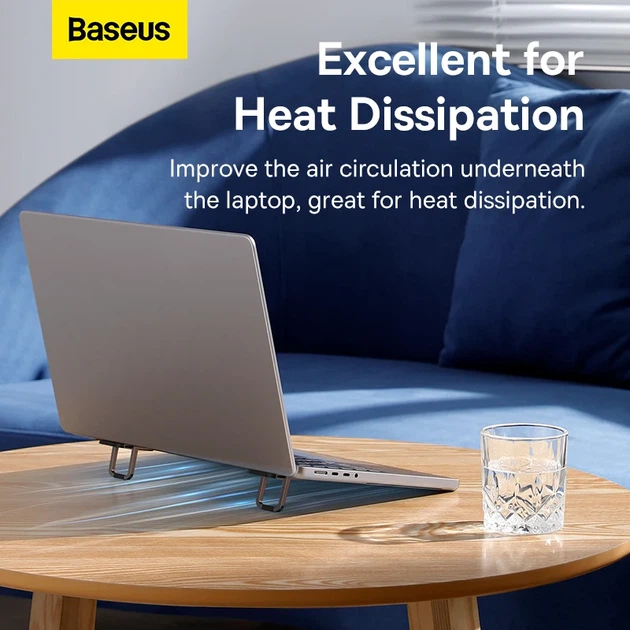 Подставка для ноутбука Baseus Slim Laptop Kickstand 12° цинковый сплав серый 2 шт - изображение 15