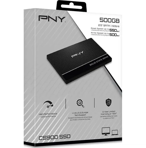 SSD накопитель pny cs900 500Gb sata3 2.5" 3d tlc (ssd7cs900-500-rb) - Фото 5 SSD накопитель pny cs900 500Gb sata3 2.5" 3d tlc (ssd7cs900-500-rb) - изображение 5