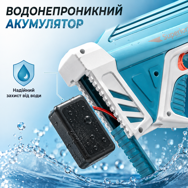 Водяной электрический бластер-автомат на аккумуляторе с автоматическим набором воды для водных игр - Фото 3 Водяной электрический бластер-автомат на аккумуляторе с автоматическим набором воды для водных игр - изображение 3