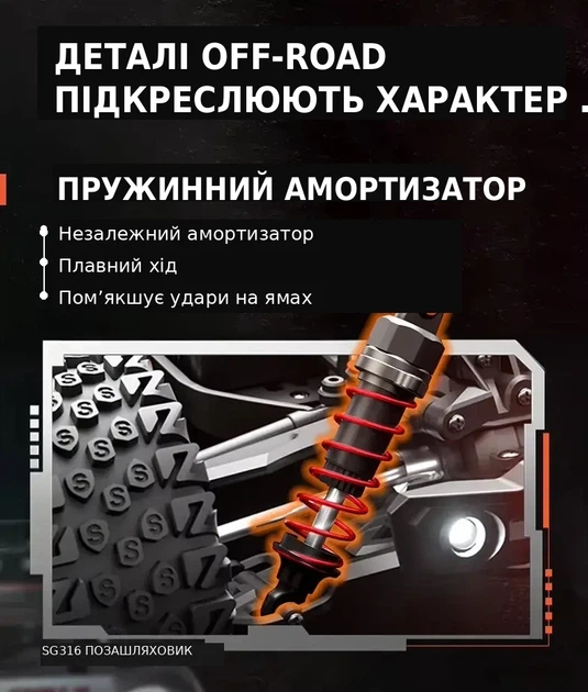 SG316 PRO Радіокерований автомобіль 1:16 40 км/год радіокеровані автомобілі іграшки для дорослих і дітей - зображення 8