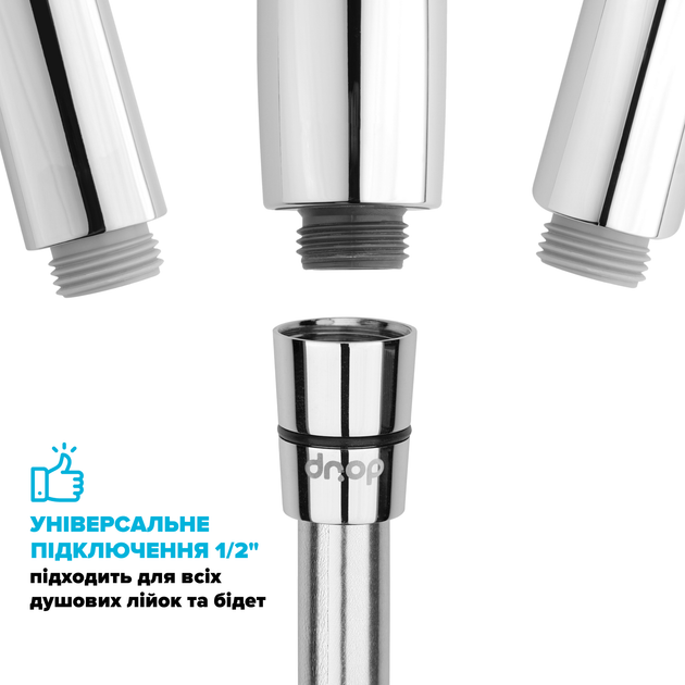 Шланг для душа DROP SH-H150-PRM-SL - полимерный с двойным Анти-Твистом 150 см серый металик - изображение 3