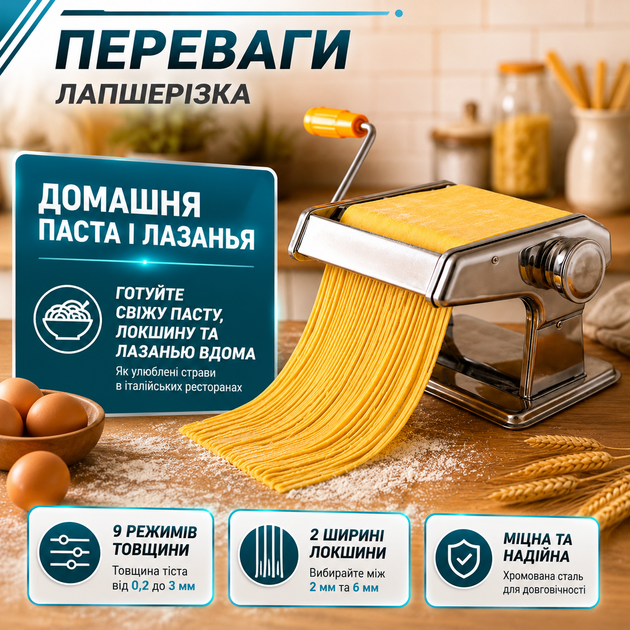 Ручная машинка для нарезки лапши, машинка для приготовления пасты и раскатки теста, механическое устройство для приготовления домашней лапши, лазаньи, фетучини, спагетти, регулировка толщины теста, 2 режима нарезки, настольное крепление, нержавеющая сталь - изображение 2