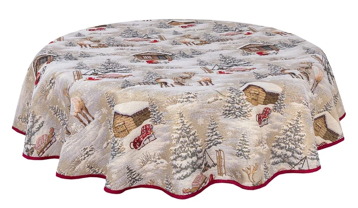 Скатерть гобеленовая овальная Limaso OVAL EDEN970 137х250 см 70% полиэстер коричневая Новогодняя - Фото 1 Скатерть гобеленовая овальная Limaso OVAL EDEN970 137х250 см 70% полиэстер коричневая Новогодняя - изображение 1