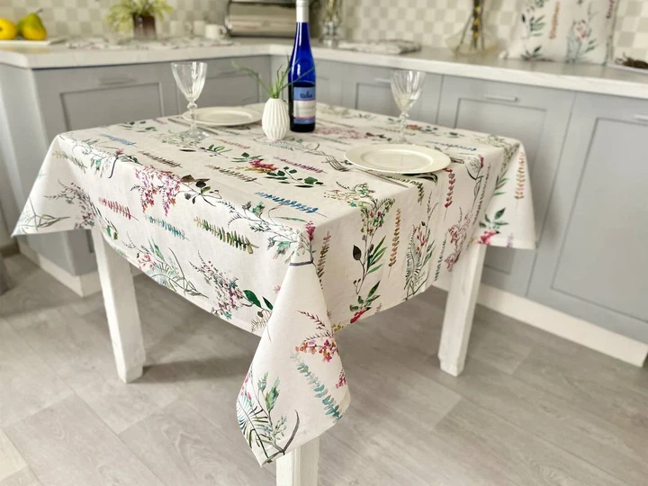 Скатерть водоотталкивающая MANTEL470 134x180 см 75% хлопок, 25% полиэстер Цветочный - изображение 6