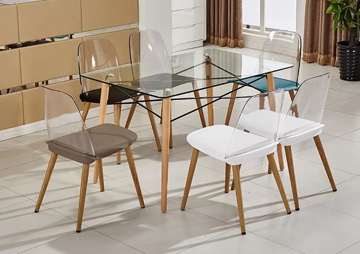 Обеденный стол Everest Glass 120x80 см закаленное стекло, бук, прозрачный - Фото 5 Обеденный стол Everest Glass 120x80 см закаленное стекло, бук, прозрачный - изображение 5