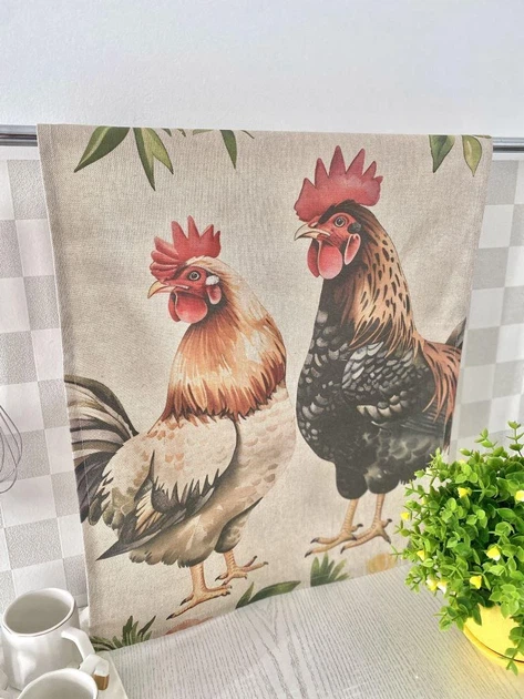 Набір кухонних рушників Happy Chickens 45х65 см 100% бавовна Принт Ассорти 2 шт. - зображення 6