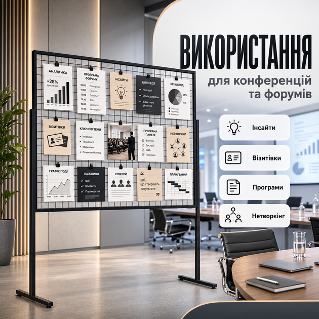 Доска желаний на ножках мудборд 120×80 см 5 фотокарточек 20 прищепок 2 чеклиста черный металлический органайзер для студии - изображение 2