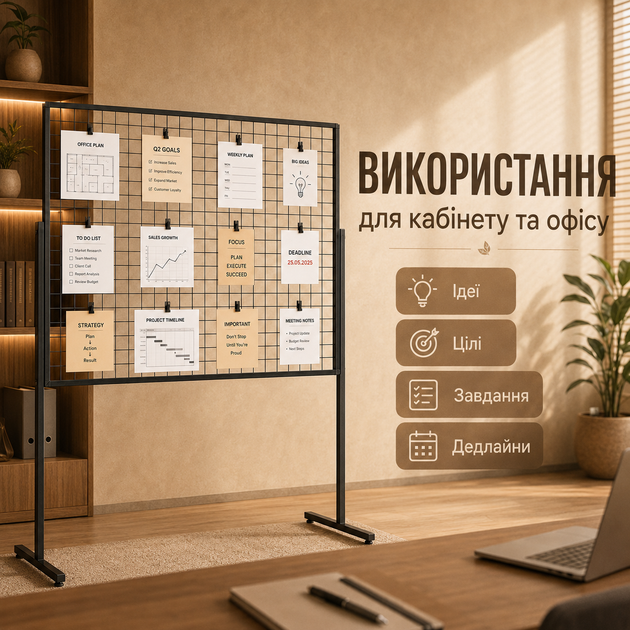 Черный мудборд доска желаний на ножках 150×100 см 5 фотокарточек 20 прищепок 2 чеклиста металлический органайзер сетка для фото - изображение 2