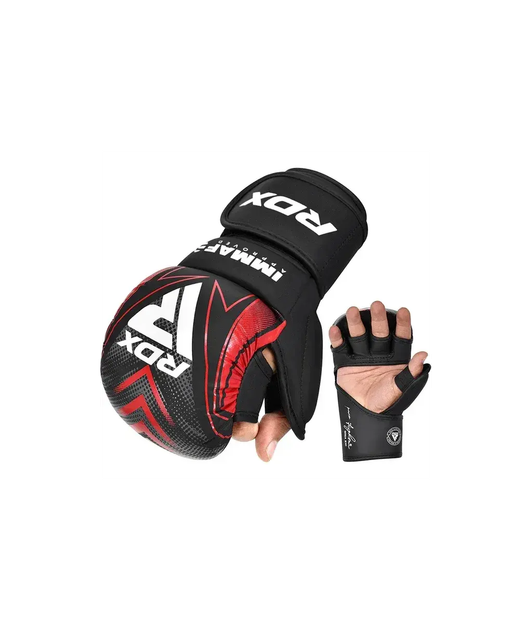 Боксерські рукавиці RDX GRAPPLING GLOVES SHOOTER IMMAF-1 розмір XL, чорно-червоні - зображення 3