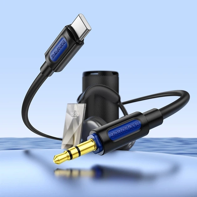 Кабель для аудіо Borofone Type-C - 3.5mm male силіконовий 1 м Чорний (BL20) - Фото 5 Кабель для аудіо Borofone Type-C - 3.5mm male силіконовий 1 м Чорний (BL20) - зображення 5