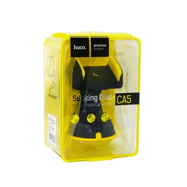 Автодержатель HOCO CA5 Suction магнитный жёлтый ABS-пластик для панели 360° - Фото 2 Автодержатель HOCO CA5 Suction магнитный жёлтый ABS-пластик для панели 360° - изображение 2