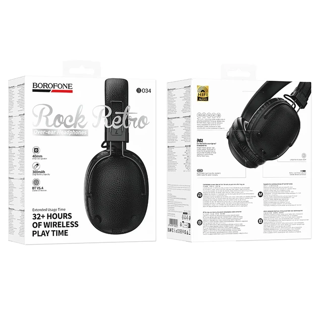 Бездротові накладні навушники BOROFONE BO34 Suenos Bluetooth 5.4 ABS Чорні 162 г - Фото 2 Бездротові накладні навушники BOROFONE BO34 Suenos Bluetooth 5.4 ABS Чорні 162 г - зображення 2