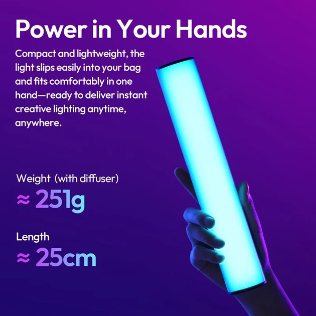 Лампа Ulanzi B15RGB 15W Tube Light LED 250x43x42,2 мм ABS Чёрная - изображение 12