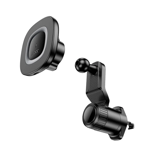 Автодержатель HOCO HW30 с беспроводной зарядкой 15W на дефлектор Black Metal Gray 106x102x100 мм - изображение 6