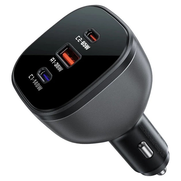 Автомобильное зарядное устройство ACEFAST B14 165W 2xUSB-C 1xUSB-A цинковый черный - изображение 3