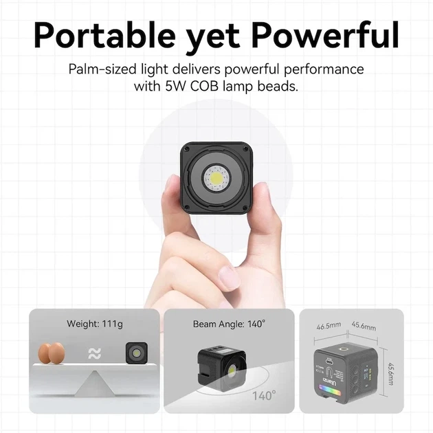 Видеосвет Ulanzi Vijim L3 RGB 5W LED 45,6x45,6x46,5 мм Пластик - изображение 10