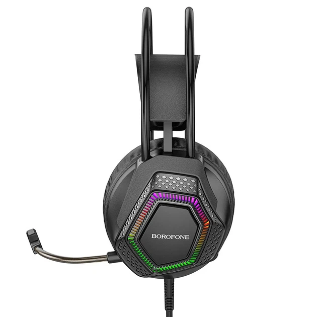 Игровые наушники BOROFONE BO105 Thunder проводные 50 мм RGB-подсветка черные - Фото 3 Игровые наушники BOROFONE BO105 Thunder проводные 50 мм RGB-подсветка черные - изображение 3